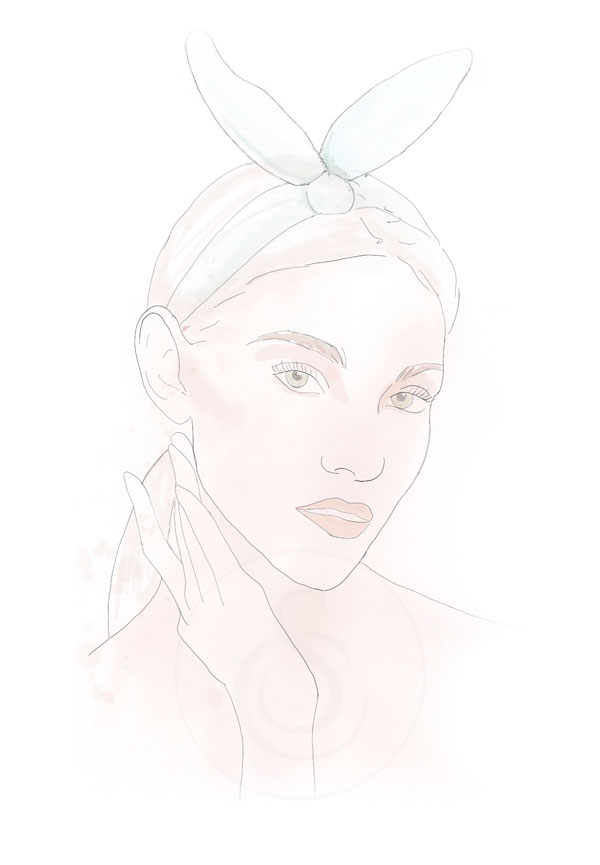drawing aquarel woman face bunny ears